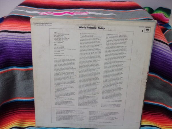 Marty Robbins Today Vinyl COLUMBIA LP 30816 Record back cover