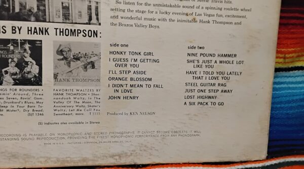 Hank Thompson At The Golden Nugget LP Capitol Records ST 1632 Vinyl Record Album