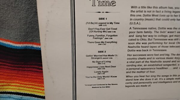 Dottie West, LP, A Legend In My Time, RCA Camden CAS-2454