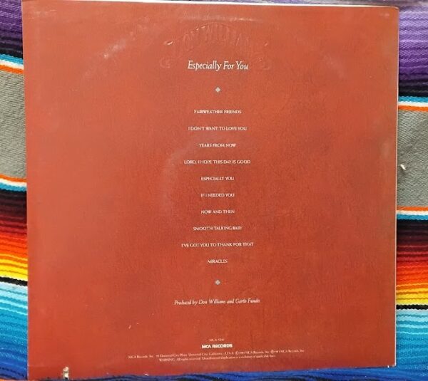 DON WILLIAMS, Especially for You MCA RECORDS MCA-5210