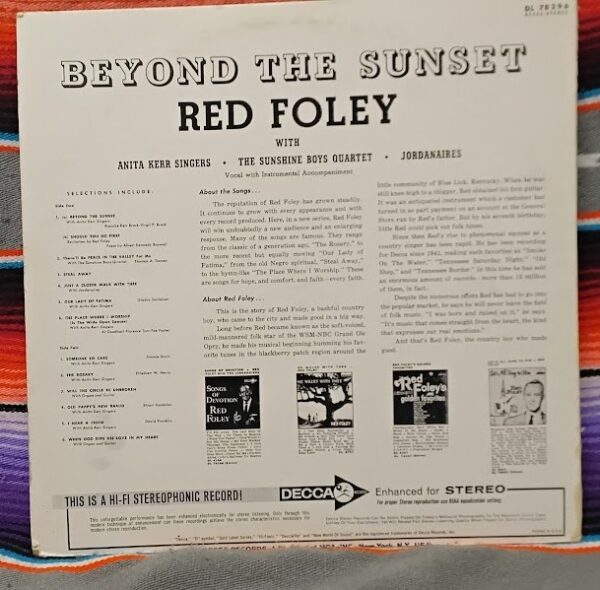 Red Foley – Beyond The Sunset Vinyl, LP 1956 Decca – DL 8296