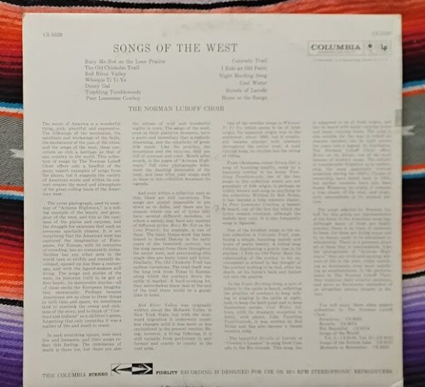 The Norman Luboff Choir – Songs Of The West 12" Vinyl LP 1955 Columbia CL 657